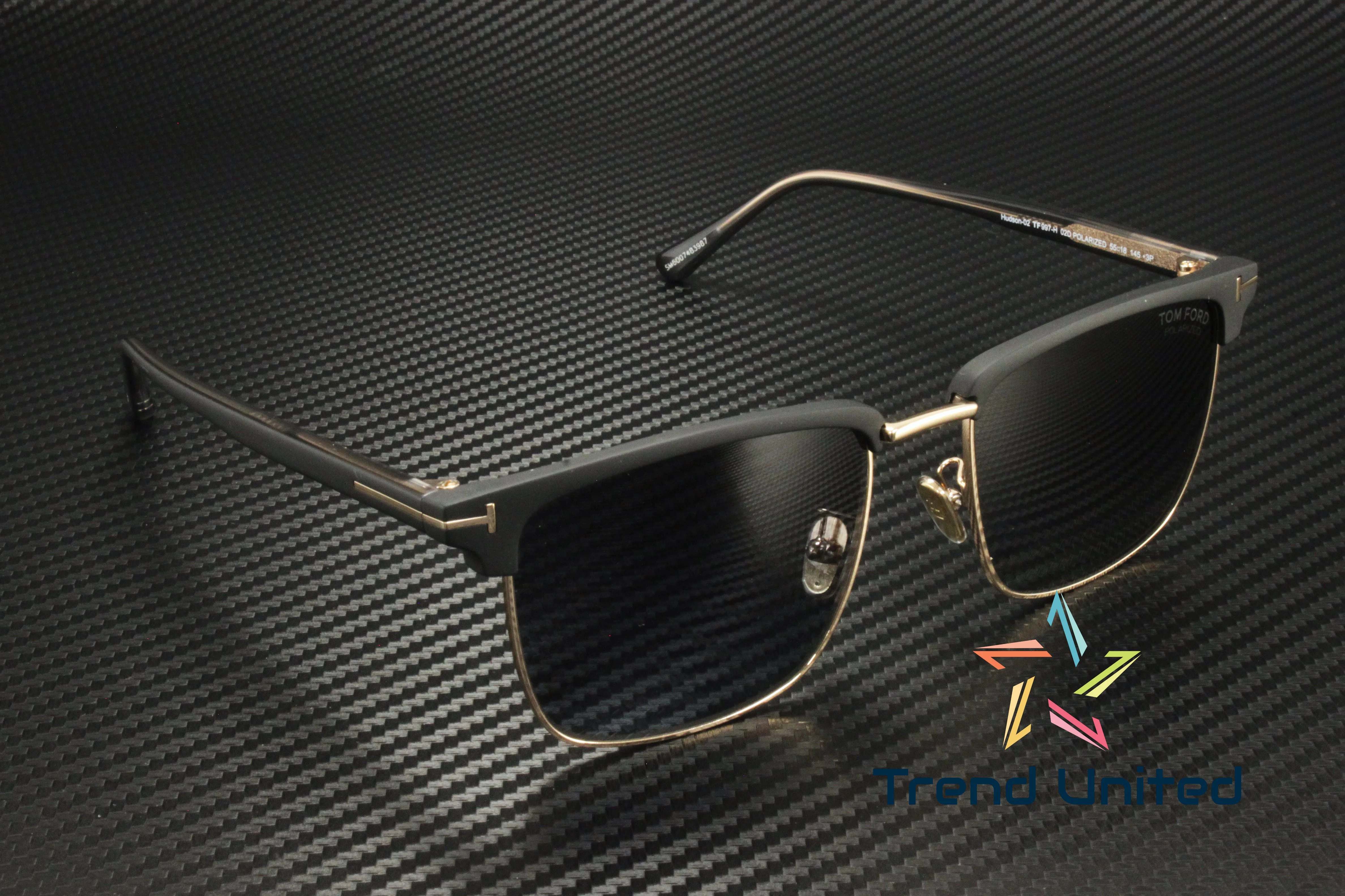 Tom Ford Hudson Polarized Smoke Gradient Square Men's Sunglasses FT0997-H 02D 55