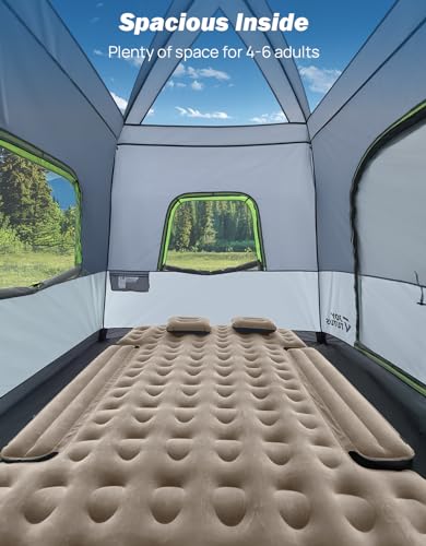 JOYTUTUS Dual-Use SUV Tent, SUV Camping Tent with Rainfly, Movie Screen and Four Steel Frame Poles, SUV Tailgate Tent with Awning Shade, Car Roof Canopy for SUV CUV Van