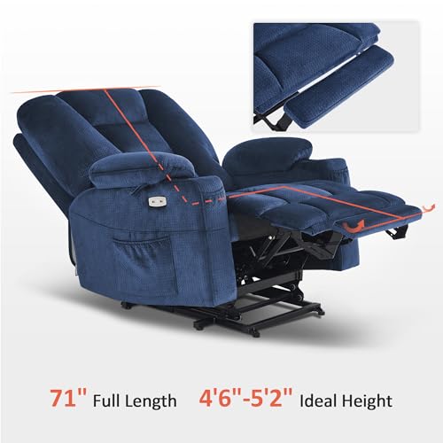 MCombo Small Power Lift Recliner Chair with Massage and Heat for Petite People, Cup Holders, USB Ports, Side Pockets, Fabric 7569 (Small-Regular, Brown)
