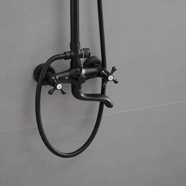 BWE 1-spray Bathroom Outdoor Wall Bar Shower Kit with Tub Faucet and Double Cross Handle - Shop Hardware Tools Online Store