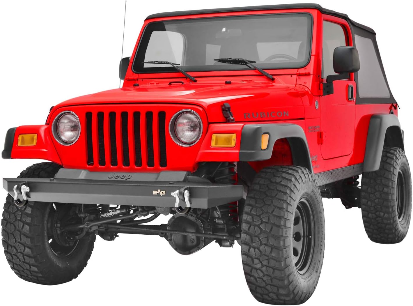 KML Front Bumper Black Textured Off Road Rock Crawler Fit for 87-06 Wrangler TJ YJ