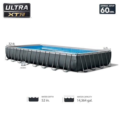 Intex 18' x 9' x 52" Ultra XTR Rectangular Frame Swimming Pool Set with Pump - Above Ground Backyard Large Rectangle Pool with 45-Inch Deep Water