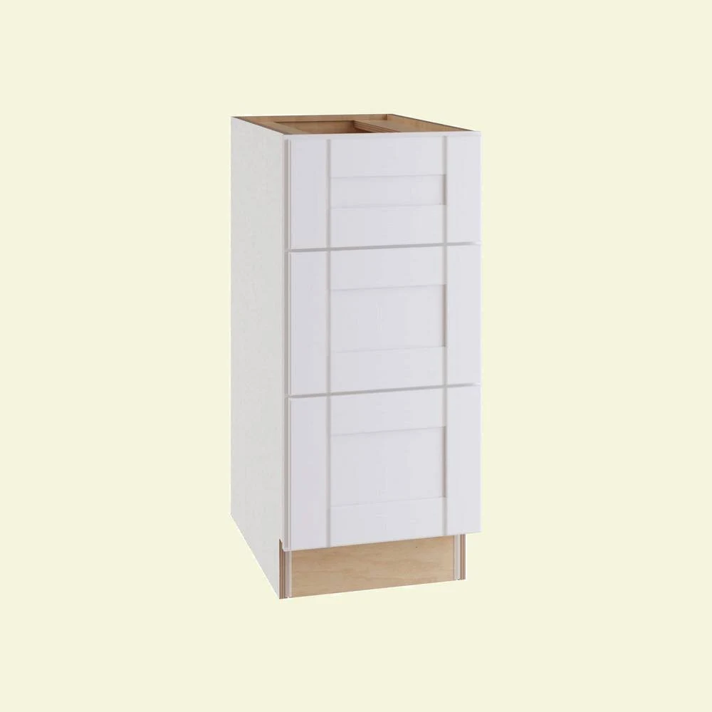 Contractor Express Cabinets Vesper White Shaker Assembled Plywood 15 in. x 34.5 in. x 24 in. Base Drawer Kitchen Cabinet with So