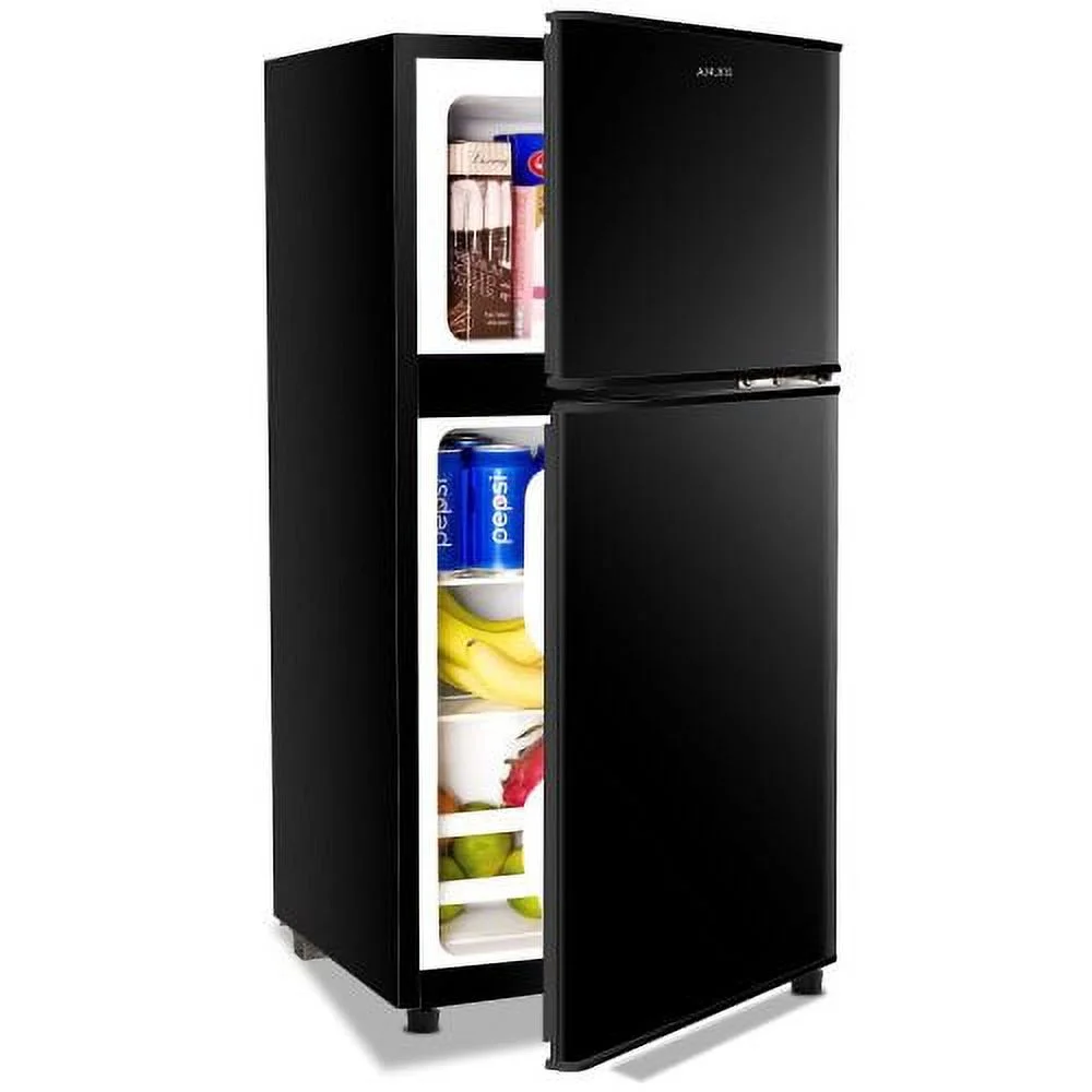 3.5 Cubic Feet Refrigerator, ZPL Compact Refrigerator, Mini Fridge with Freezer and 2 Door, 7 Level Thermostat Removable Shelves for Kitchen, Dorm, Apartment, Bar, Office, Silver