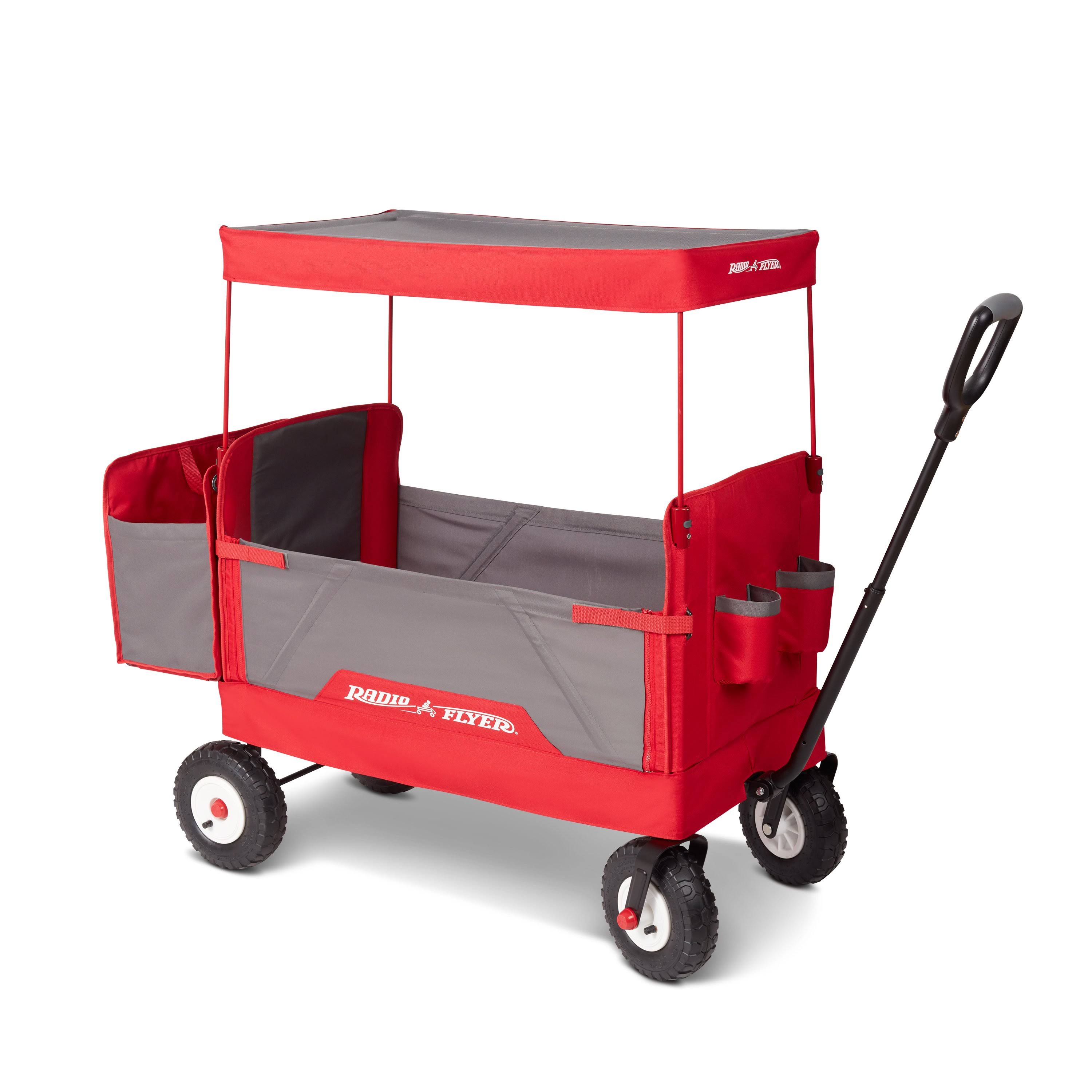 Radio Flyer, 3-in-1 All-Terrain EZ Fold Wagon with Canopy, Red