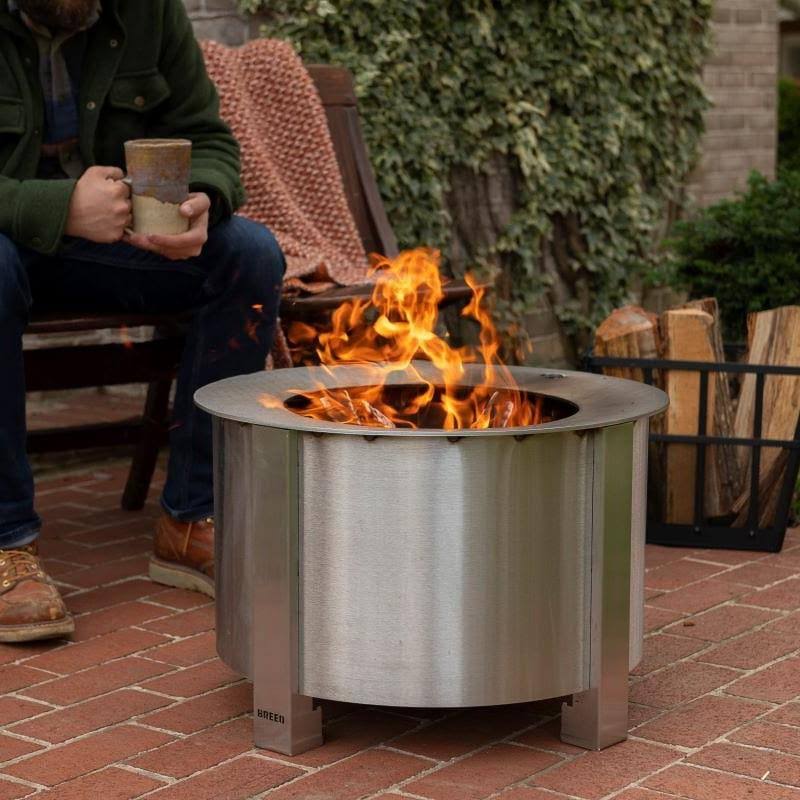 Breeo x Series 19 Smokeless Fire Pit | Stainless Steel | with SearPlate Rim | American Made