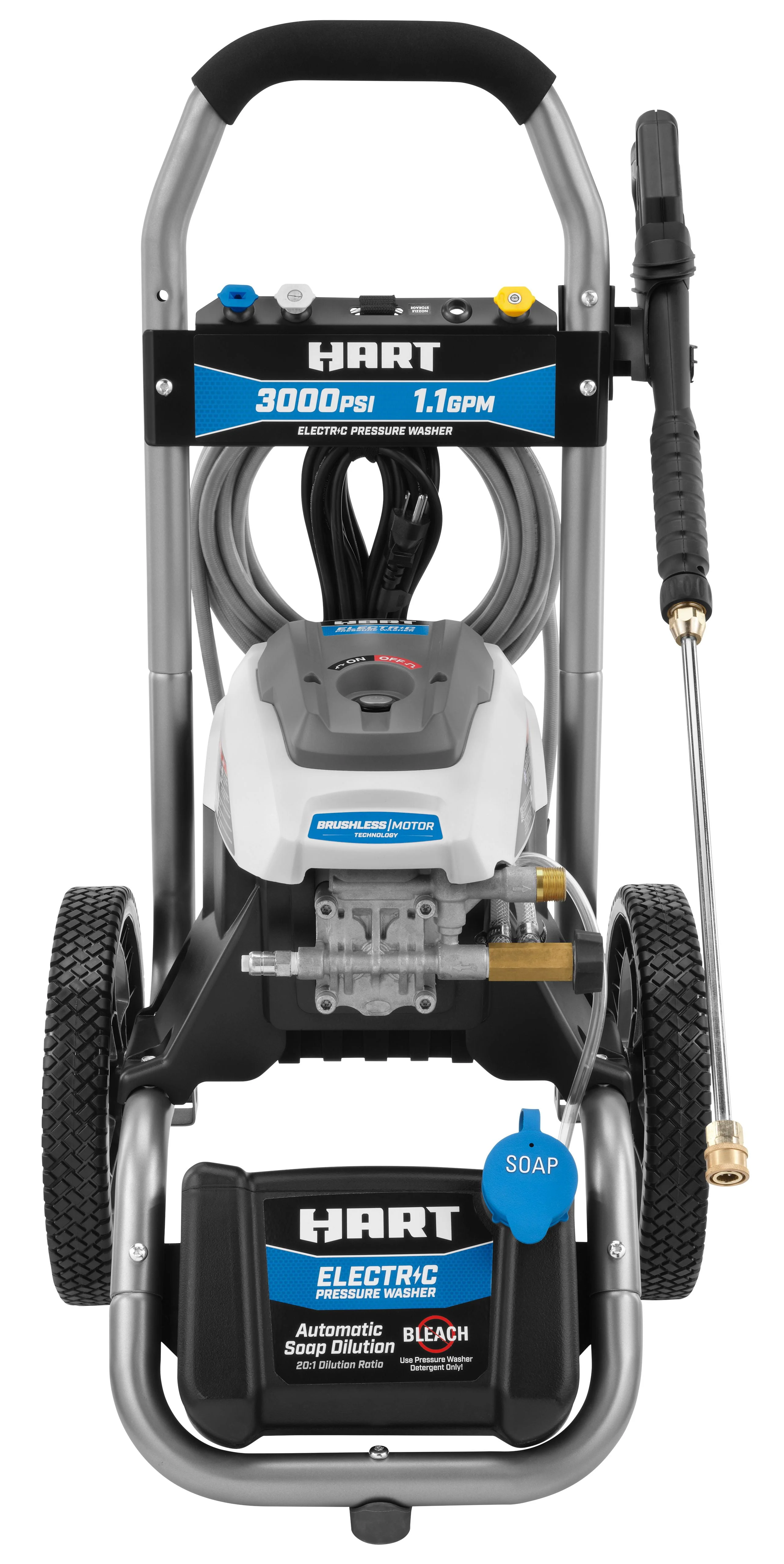HART 3000PSI 1.1 GPM Cold Water Electric Pressure Washer, Brushless Motor