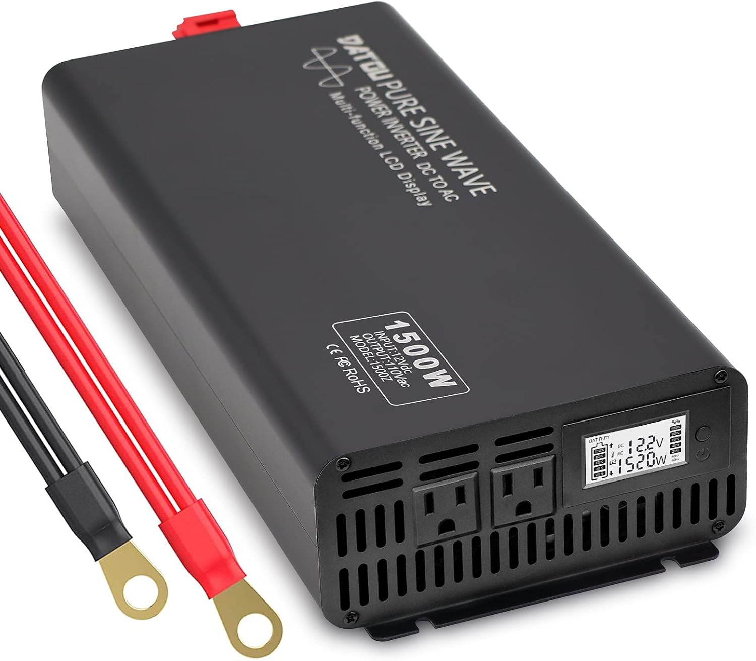 Pure Sine Wave Inverter 2000W Peak 4000W Power Inverter DC 12V to AC 110V 120V with 2 AC Outlets LCD Display for Home Solar System Car Truck RV Professional-Grade Voltage Converter Sine Wave Inverter