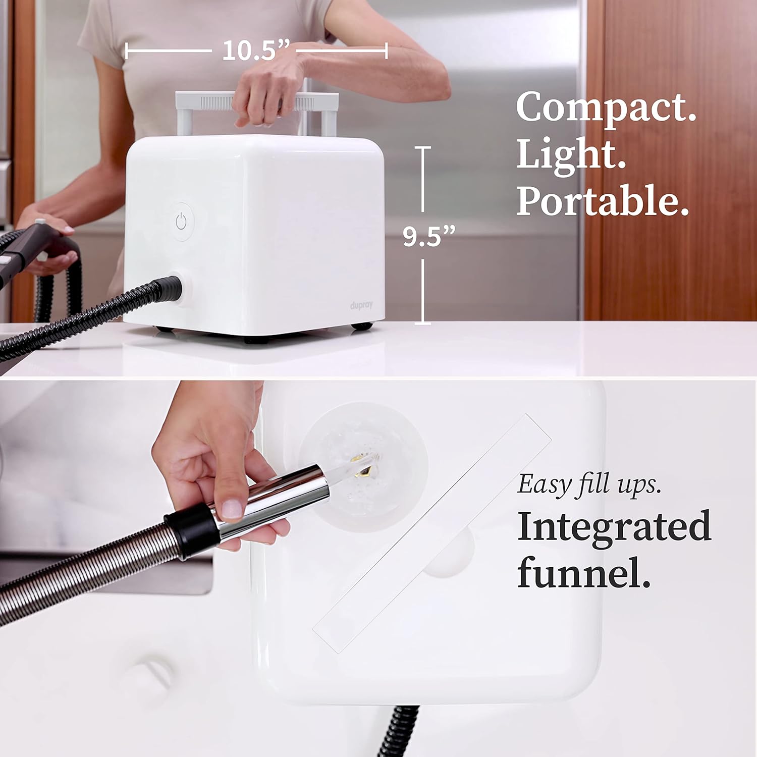 Certified Refurbished Dupray Neat Steam Cleaner Powerful Multipurpose Portable Steamer for Floors, Cars, Tiles Grout Cleaning. Chemical Free Disinfection for Home Kills 99.99%* of Bacteria and Viruses