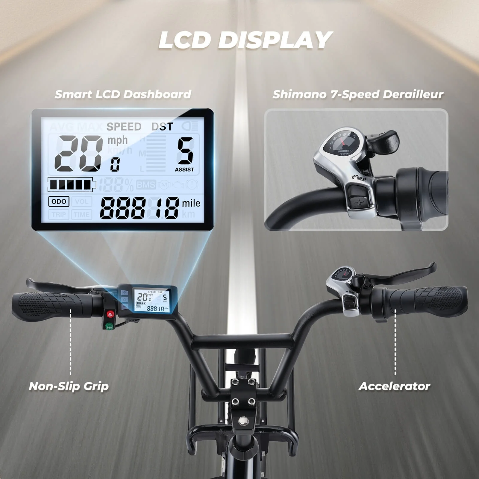 isinwheel U7-W Electric Bike for Adults, 500W 20 MPH Max Range 55+Miles Cargo Bike, 48V Removable Battery Adult Electric Bicycles, Oversized 20" Tires Ebikes for Adults