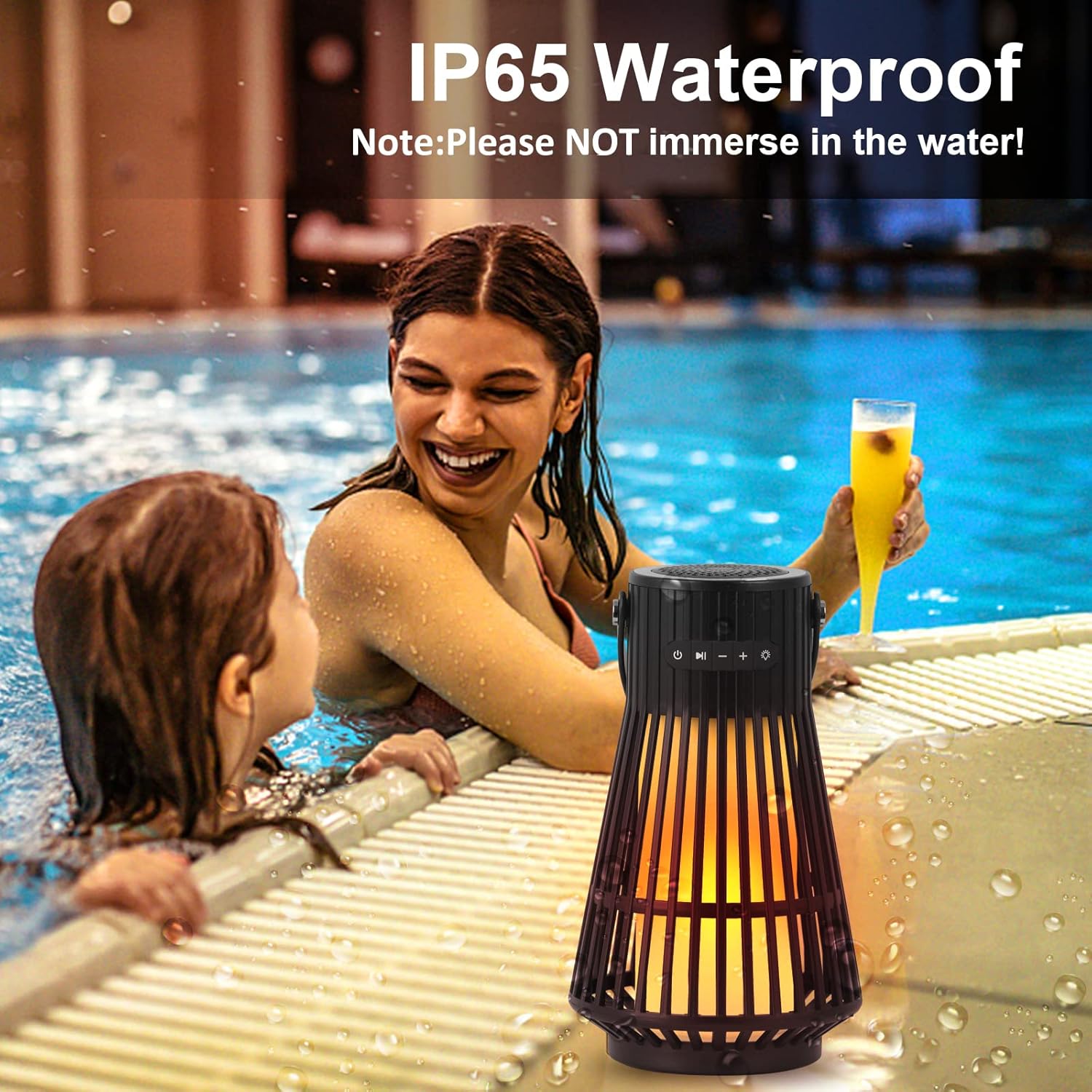 LED Flame Speaker, Tesoorda Portable Waterproof Bluetooth Wireless Speaker for Indoor/Outdoor, LED Flame Effect Speaker with Stereo Sound, Led Table Lanterns/Lamp for Patio,Garden,Camping (1 Pack)