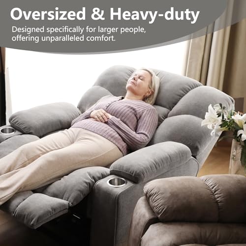 CANMOV Oversized Power Lift Recliner Chair for Elderly, Dual Motor Electric Heavy Duty Lift Recliner with Massage, Heating, USB Port, Cup Holders and Pockets, Brown