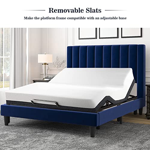 Allewie Upholstered FPK Bed Frame, Full, Pink