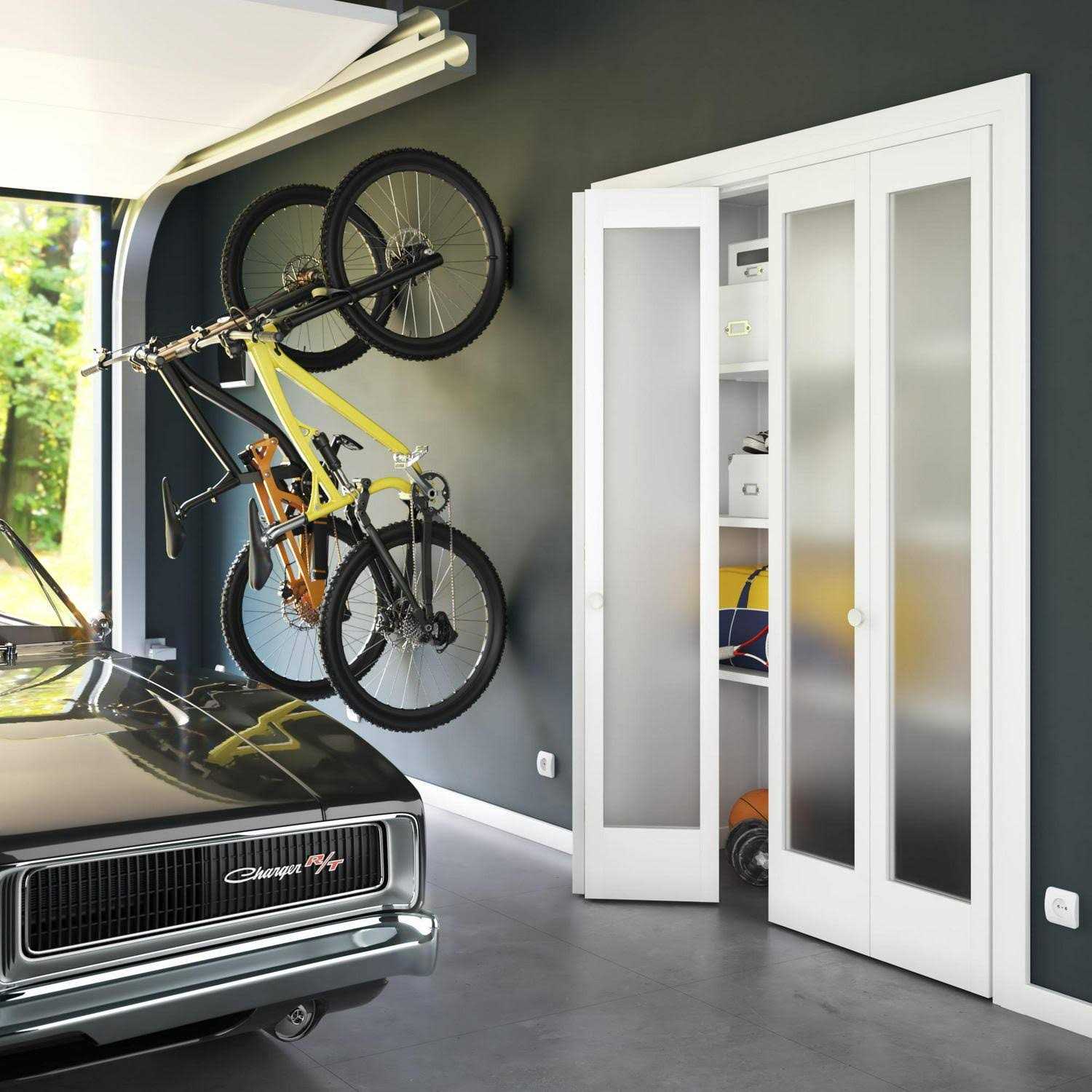 EightDoors 80 in. x 1-3/8 in. Frosted Glass 1-Lite Shaker Primed Solid Wood Core Bi-Fold Door with Hardware Included - Shop Hardware Tools Online Store