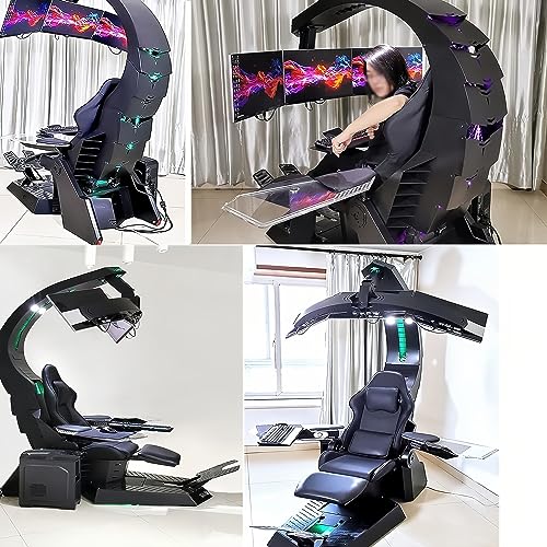 Zero -Gravity Encoding Cabin Office Chair, Video Game Chair, Computer Driving Chair Ergonomic Multiple display suspension electric adjustment Boss Chair (White)