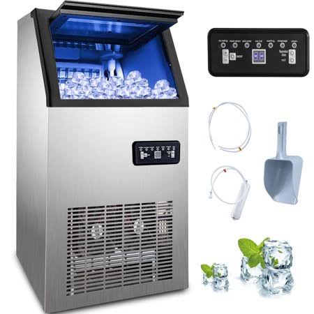 Vevor 110V Commercial Ice Maker 120lbs/24H with 29lbs Storage 5x9 Cubes Stainless Steel Auto Clean for Bar Home Supermarkets Inc