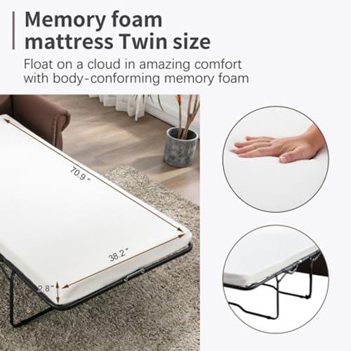 Pull Out Sofa Bed Couch,Convertible Sleeper Sofa,Loveseat Sleeper with Twin Size Memory Mattress,2-in-1 Sleeper Sofa Bed,for Living Room Spaces Small Spaces,Gray