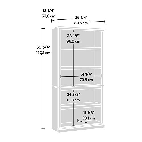 Sauder 5 Tier Book Shelf Wooden Bookcase Multipurpose Bookshelf for Home Office, Living Room, in Chalked Chestnut