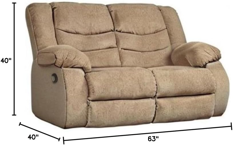 BOWERY HILL Contemporary Polyester Fabric Reclining Loveseat in Mocha Brown