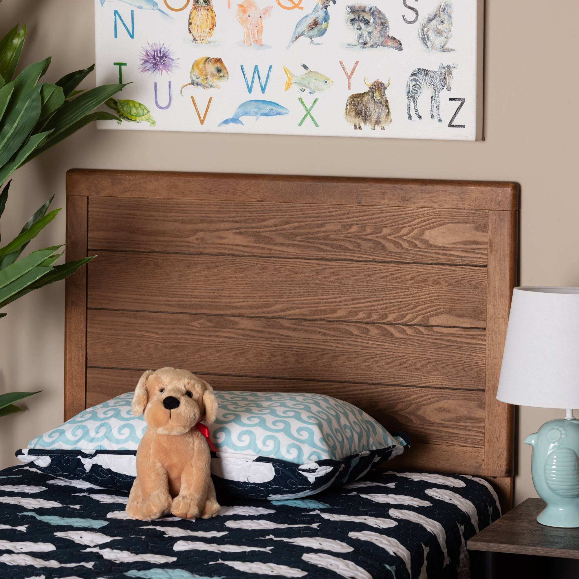 Baxton Studio Seren Mid-Century Modern Walnut Brown Finished Wood Twin Size Headboard