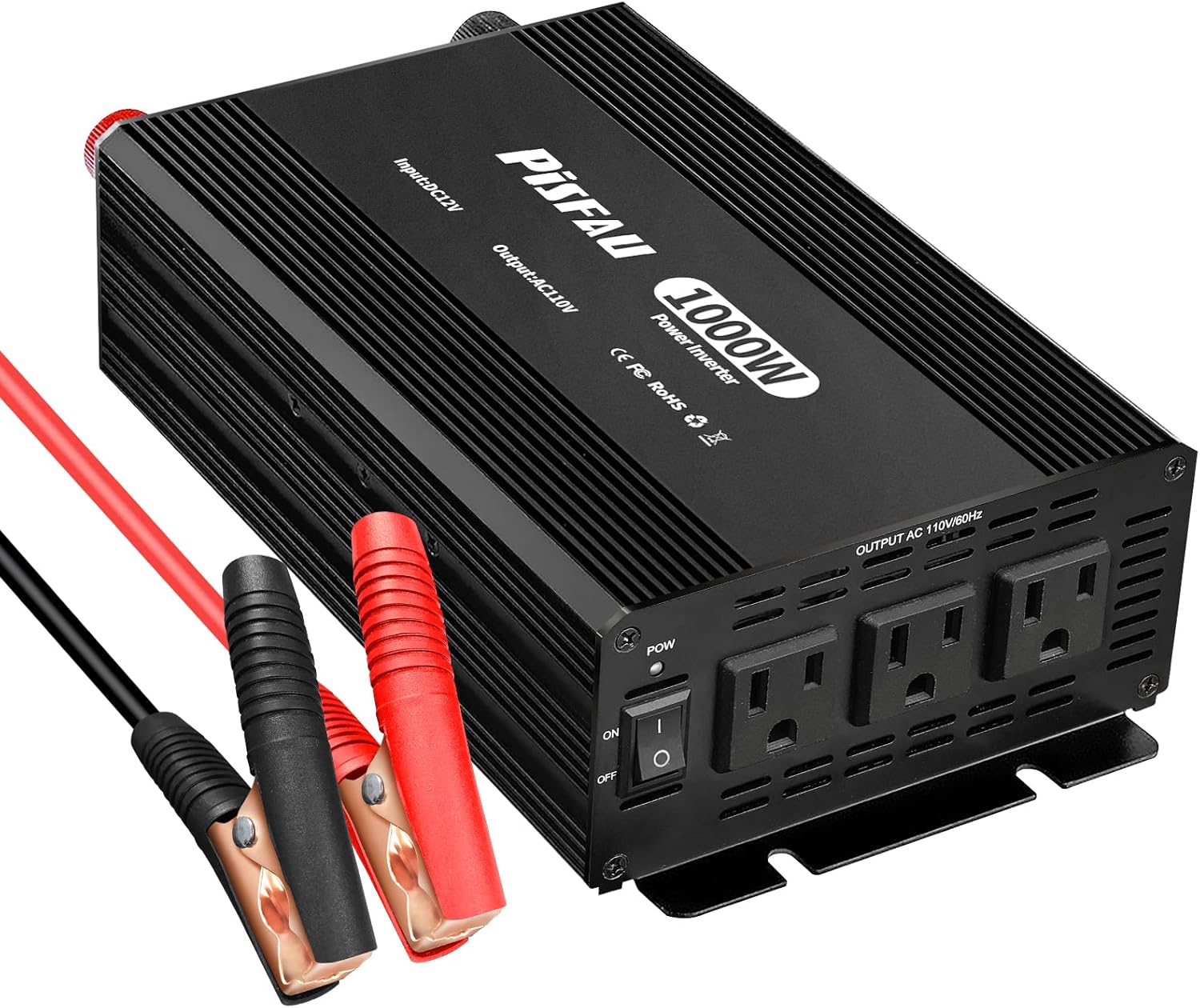 1000W Power Inverter 12V DC to 110V AC Converter with 3 AC Socketsm, Recommended for Camping Outdoor, Truck, Off-Grid Solar Power Inverter 12V to 110V AC Port Battery Inverter
