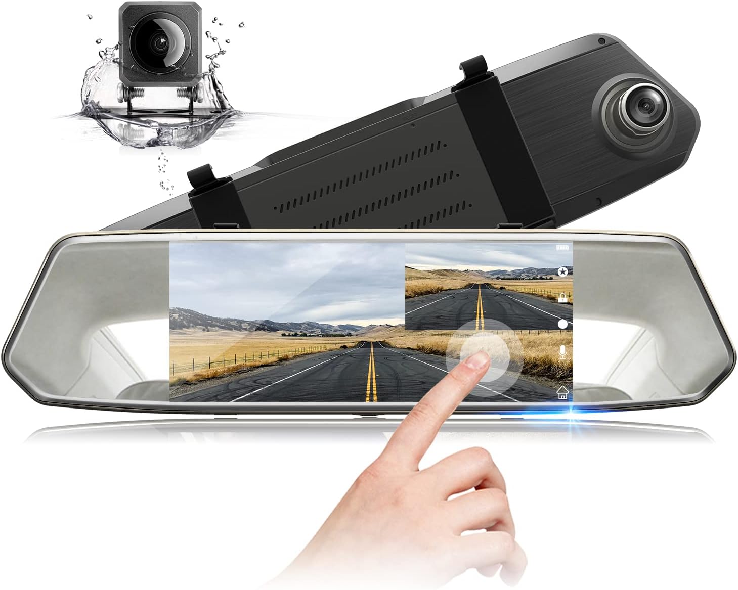 7 Dual Mirror Dash Cam Front and Rear FHD 1080P Car Camera Touchscreen Rear View Mirror Camera Waterproof Backup Camera with Parking Assistance Motion Detection