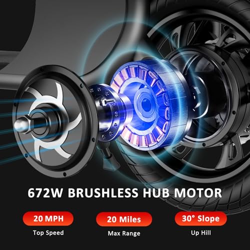 WINDHORSE Peak 680W Electric Scooter with Seat, 20 Miles Range Foldable Electric Scooter for Adults 300LBS Max Load, E Scooter for Commuting with Basket, 20 MPH Max Speed, 12.5" Tires