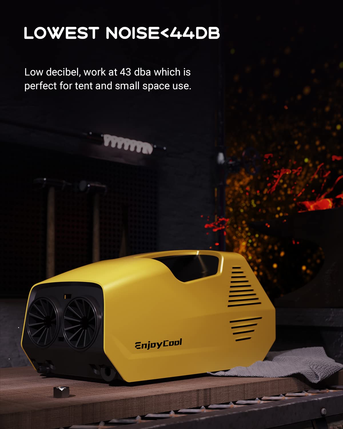 2380BTU Fast Cooling Outdoor Air Conditioner, Portable Air Conditioners, 240W Low Power Consumption Portable Mini Air Conditioner for Camping Tent, RV, Car, Truck, Van and Fishing-Yellow