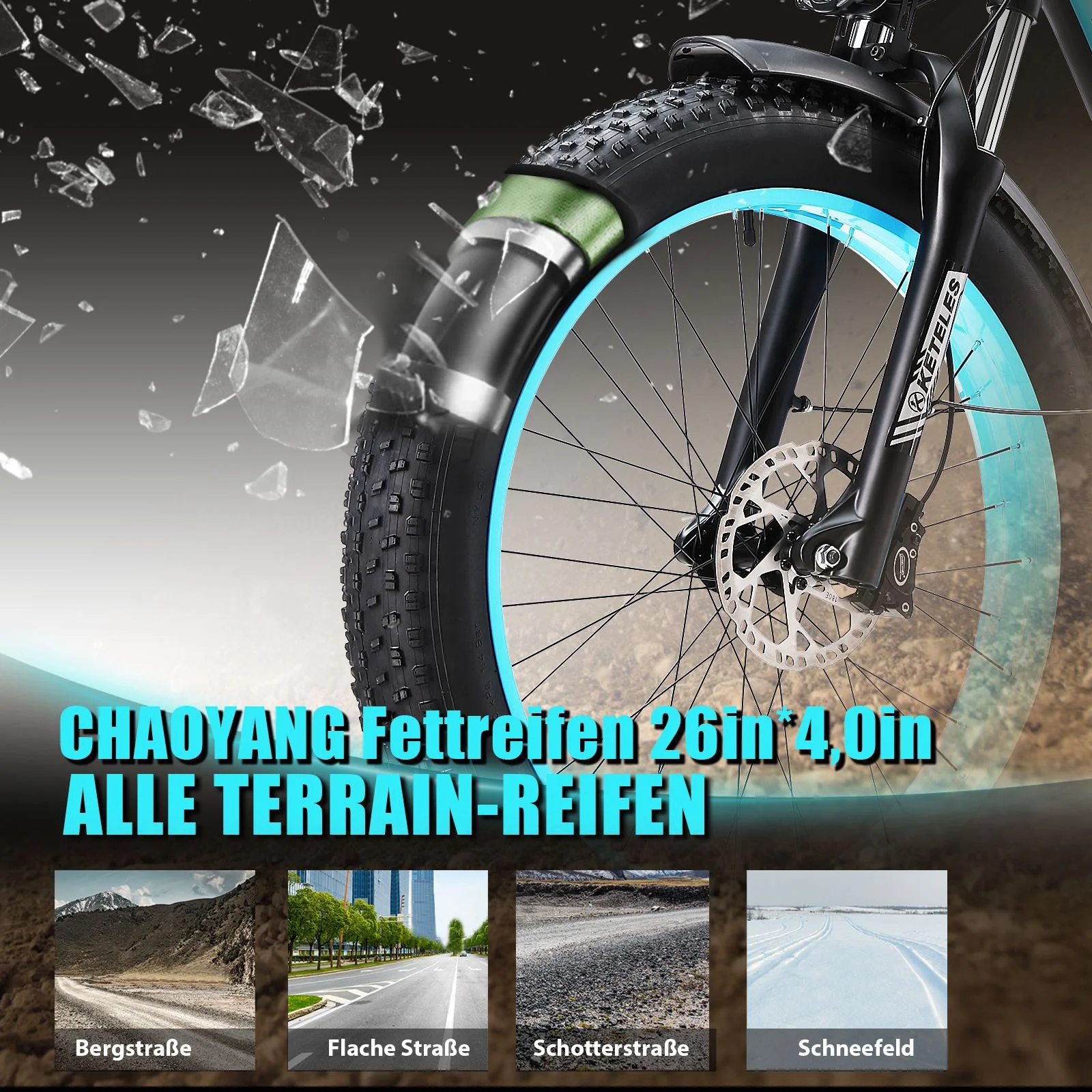 KETELES 2000W Electric Bike for Adults, 26 Fat Tire Electric Commuter Bicycle, Electric Mountain Bicycle Beach Snow Bike Ebike E-bike with 48V 23AH Removable Battery
