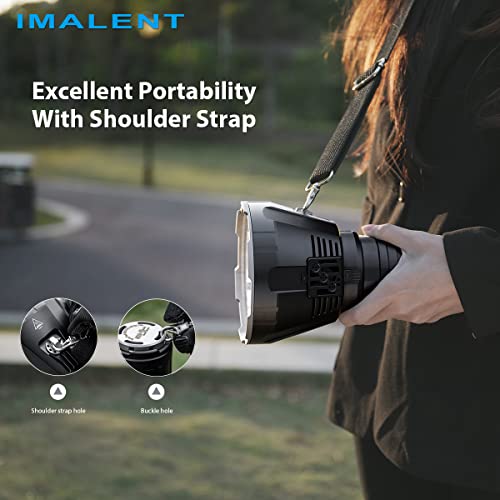 IMALENT MS18 Powerful Bright Flashlight 100,000 Lumens, Flashlights High Lumens Rechargeable with 18pcs Cree XHP70.2 LEDs and OLED Display, LED Flashlight for Emergencies, Camping