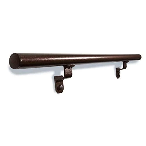1.9x22 Round x 3 ft. Copper Vein Aluminum ADA Handrail Kit - Includes 2 Wall Brackets and End Caps