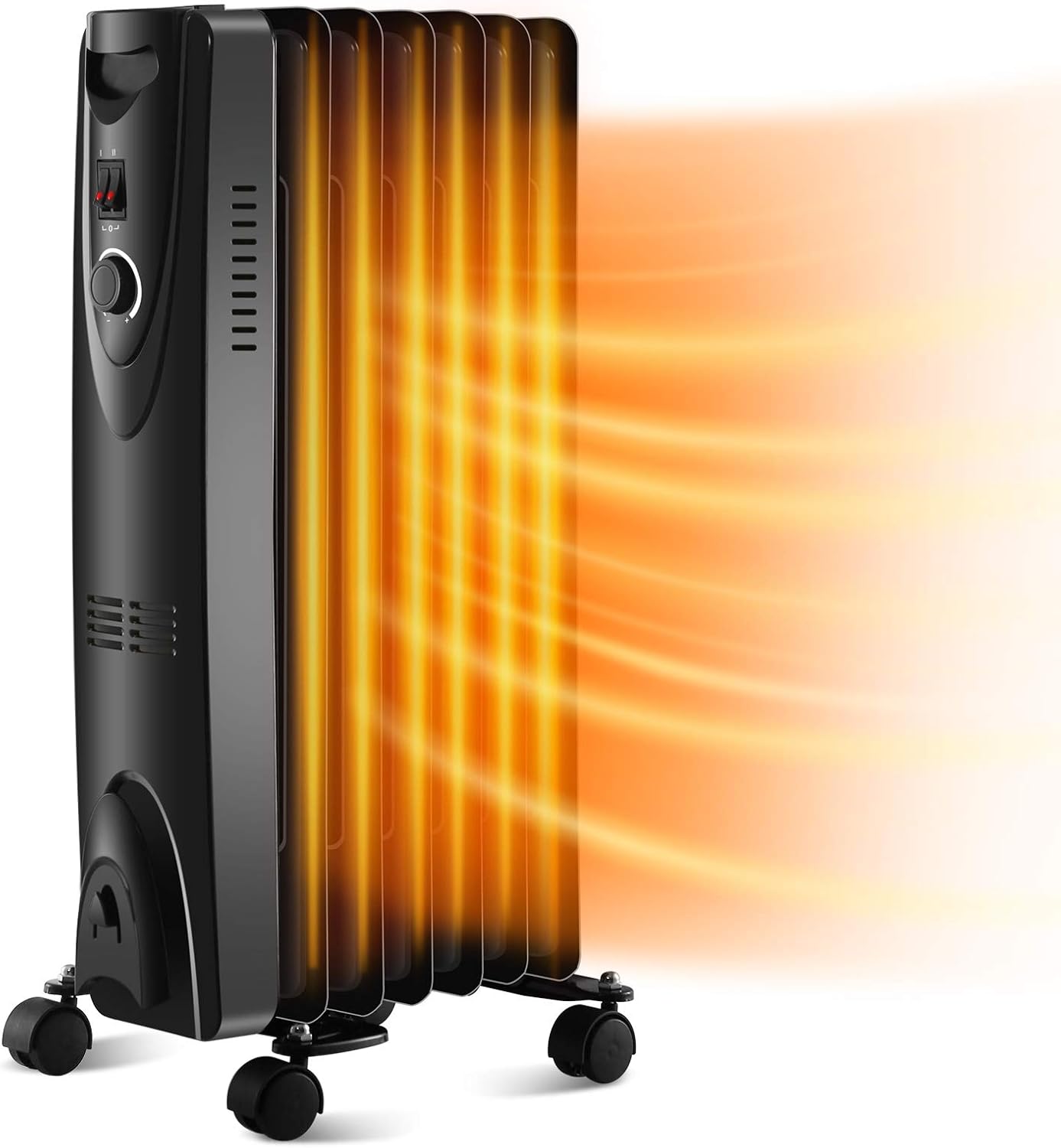 Kismile Oil Filled Electric Radiator Heater, Portable Oil-Filled Space Heater with Adjustable Thermostat Oil Heater with Overheat Protection, Safety Features for Home,Office,1500W (Grey) Pack of 2