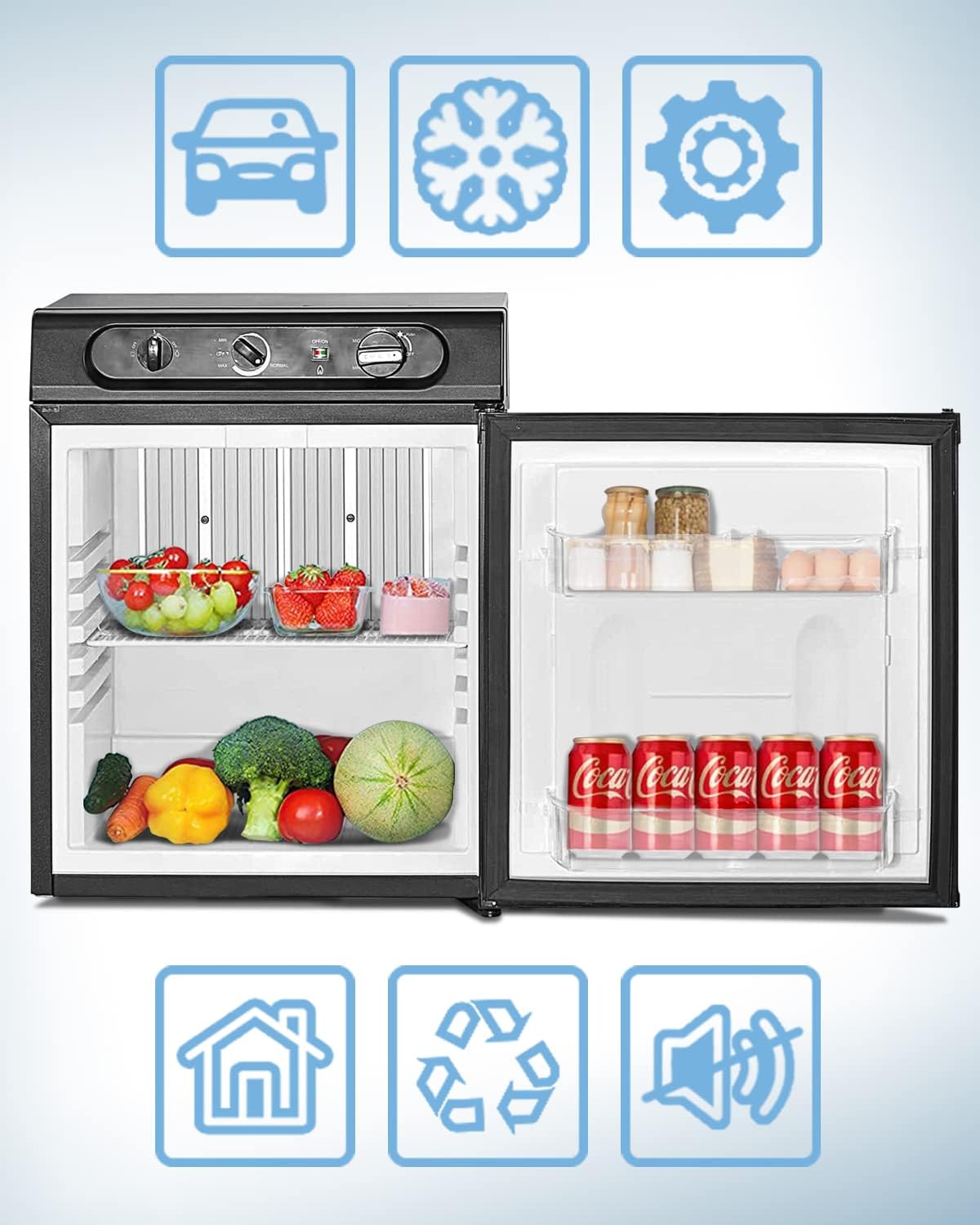 Smad Propane Refrigerator 3 Way Propane Fridge for RV Outdoor Camper Gas 110V 12V,1.4 Cu.ft.