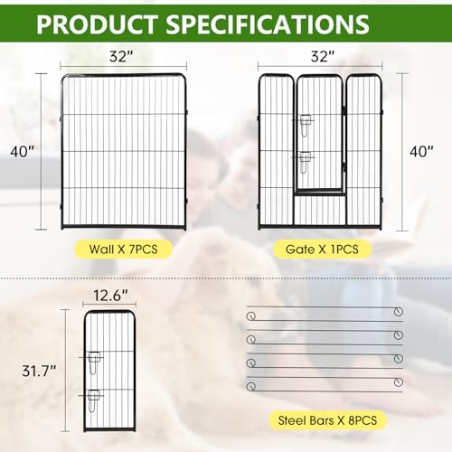 BestPet Dog Playpen Indoor 40 inch 16 Panels Metal Dog Pen Pet Dog Fence Outdoor Exercise Pen with Doors,Pet Puppy Playpen for RV Camping Yard, Black