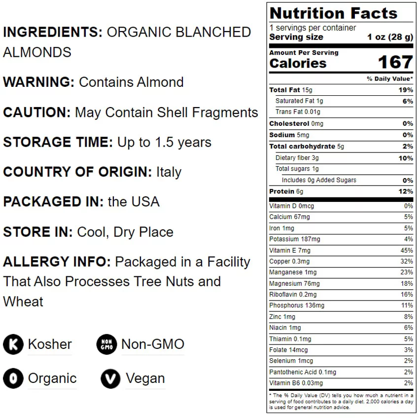 Organic Blanched Almond Flour, 8 Pounds — Non-GMO, Kosher, Vegan — by Food to Live