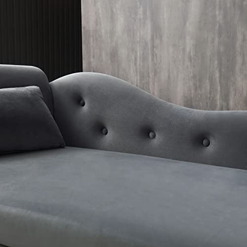 Indoor Modern Tufted Velvet Upholstered Chaise Lounge with Storage, Sleeper Sofa for Living Room Bedroom