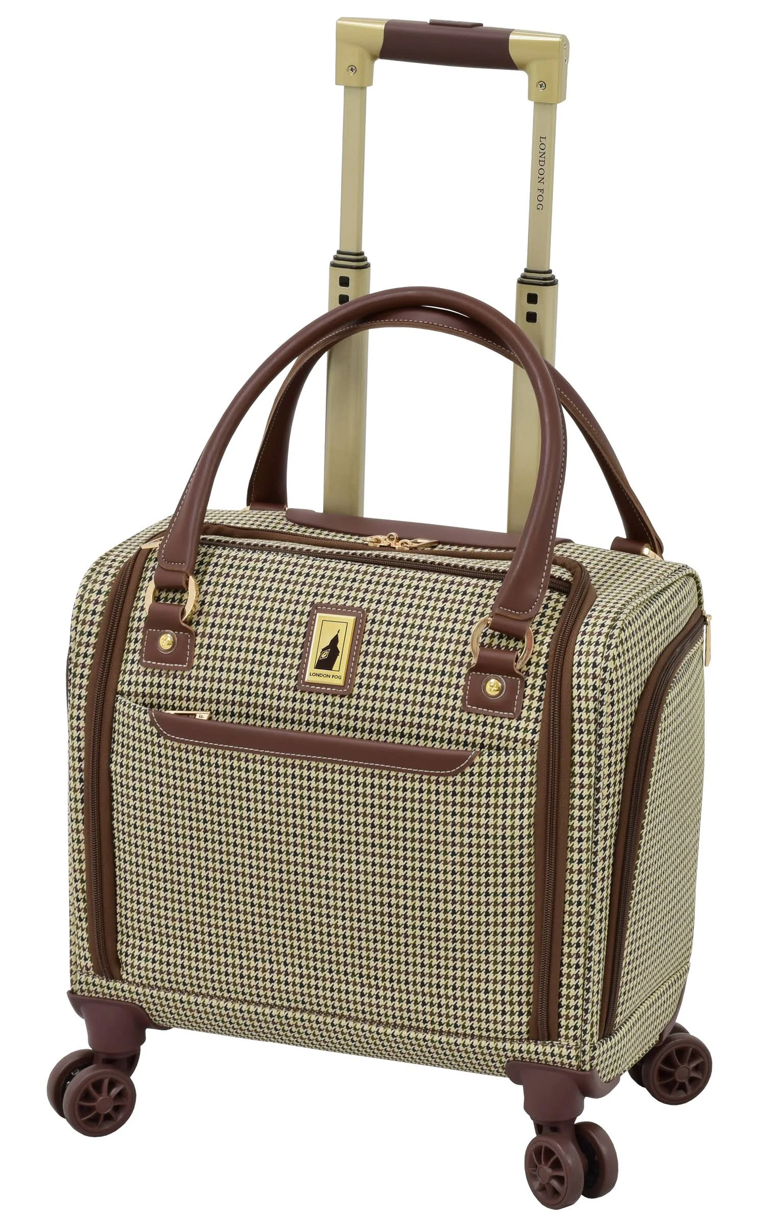 London Fog Cambridge Ii 8-Wheel Under The Seat Bag - Olive Houndstooth - 15 In.