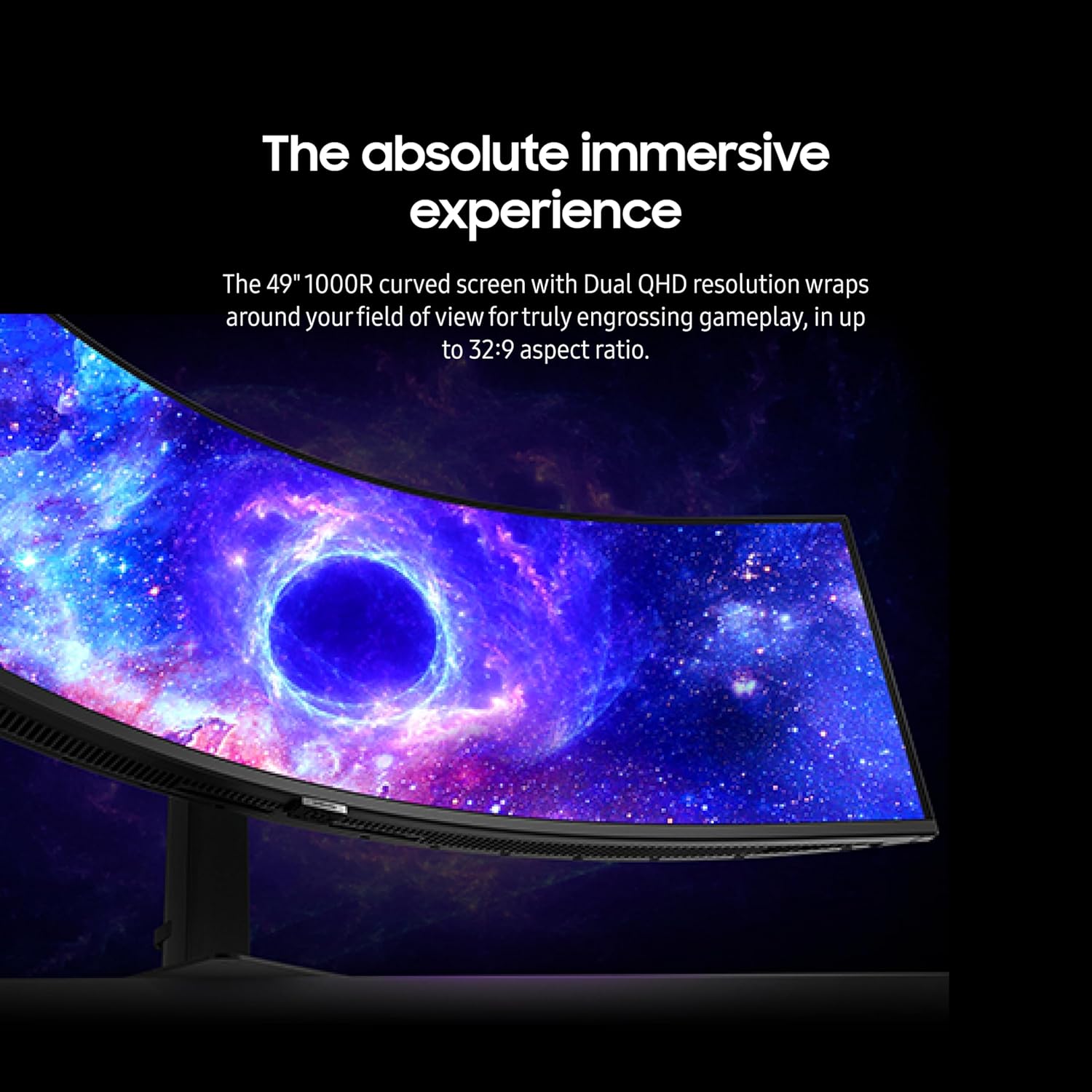 SAMSUNG 49-Inch Odyssey G9 Series DQHD 1000R Curved Gaming Monitor, 1ms(GtG), VESA DisplayHDR 1000, 240Hz, AMD FreeSync Premium Pro, Height Adjustable Stand, LS49CG954ENXZA, 2024 (Renewed), Black