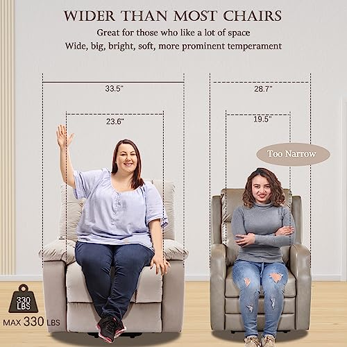 Velvet Recliner Chair, Electric Lift with Heat and Vibration for Living Room Massage, USB Port, Lazy Boy Chair Recliners Multi-Functional (Beige)