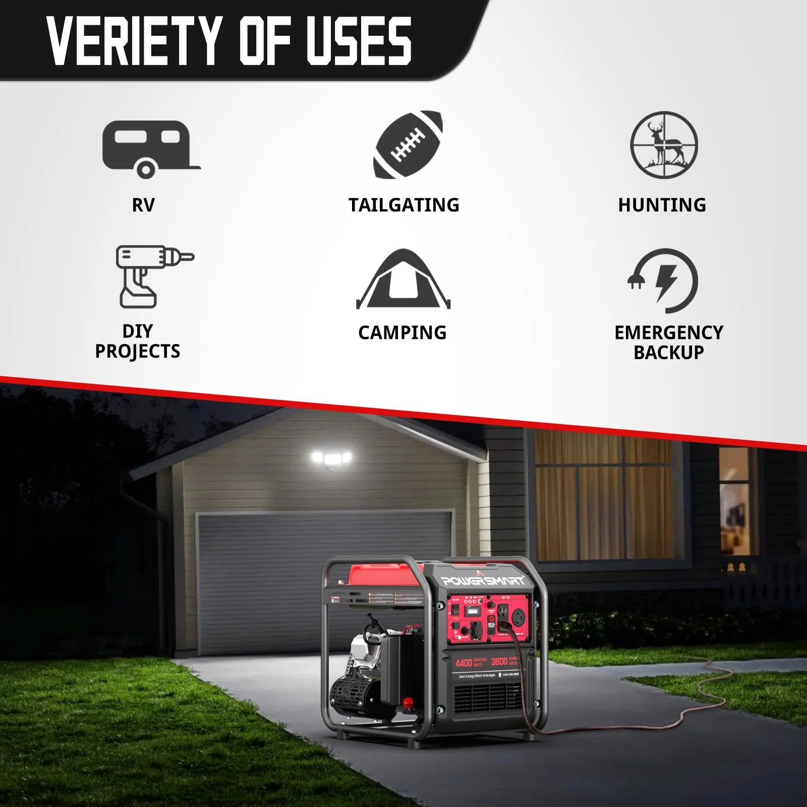 PowerSmart 4400-Watt Gas Generator for Outdoor and Home Use,EPA Compliant