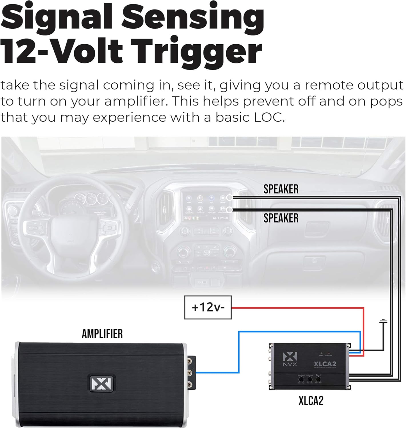 NVX XLCA2X X-Series PRO 2-Channel Line Out Converter Digital Bass Enhancer with xBOOST, Impedance Matching, and Remote Level Control