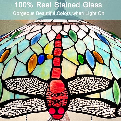 Capulina Tiffany Table Lamp, Mission Hexagon Virgin Style Stained Glass Reading Desk Lamp 2-Light 16x16x24 Inches Decor for Home Office Bedroom Living Room