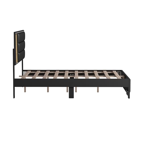 Harper & Bright Designs 3-Pieces Bedroom Sets Queen Size Upholstered Bed with LED Lights, Nightstands and Dresser with Metal Handles and Sparkling Shiny Decoration, White