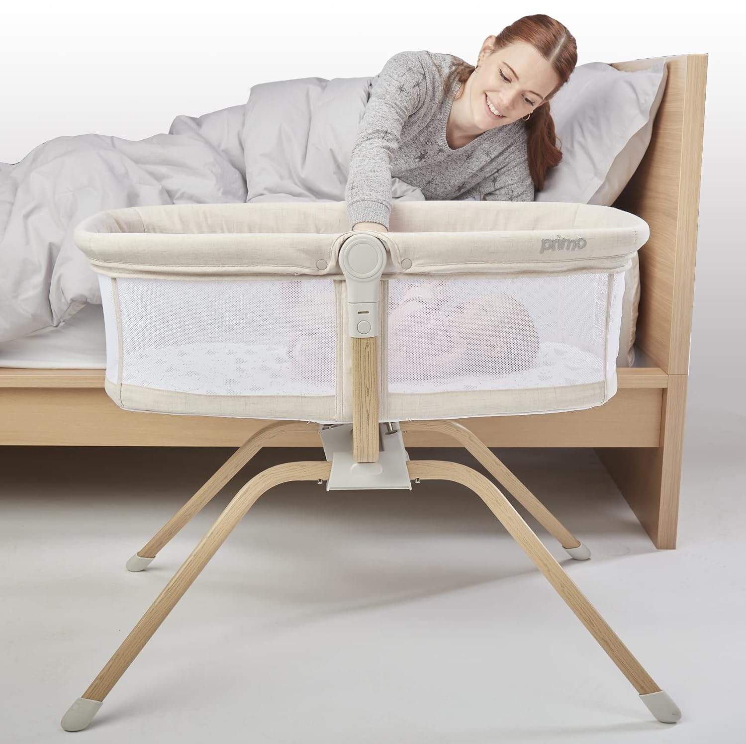 Primo Little Cloud Gliding Bassinet: Portable Folding Baby Bed with Removable Canopy, Travel Bag, and Mattress - Ideal Baby Bassinet, Lounger for Newborns, Bedside Sleeper, Perfect Travel Crib