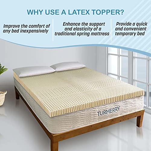 7 Zone Green Natural Organic Latex Mattress Topper King Size - 3 inch - Soft Plush Pillow Top - GOLS Certified Latex Foam Bed Pad for Side Sleepers Zonal Support Durable and Breathable