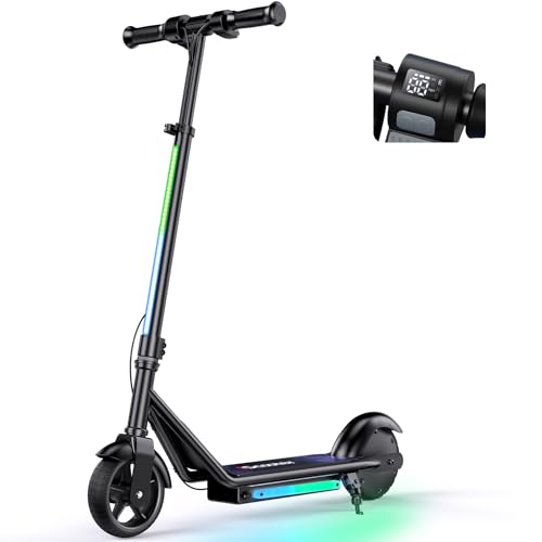 iScooter IK3/IK3Pro Electric Scooter for Kids Ages 6-12, 150W Motor, LED Display, 3 speeds Adjustable,3 Adjustable Heights(IK3Pro),Colorful Lights, Double Brake,Magnetic Charging