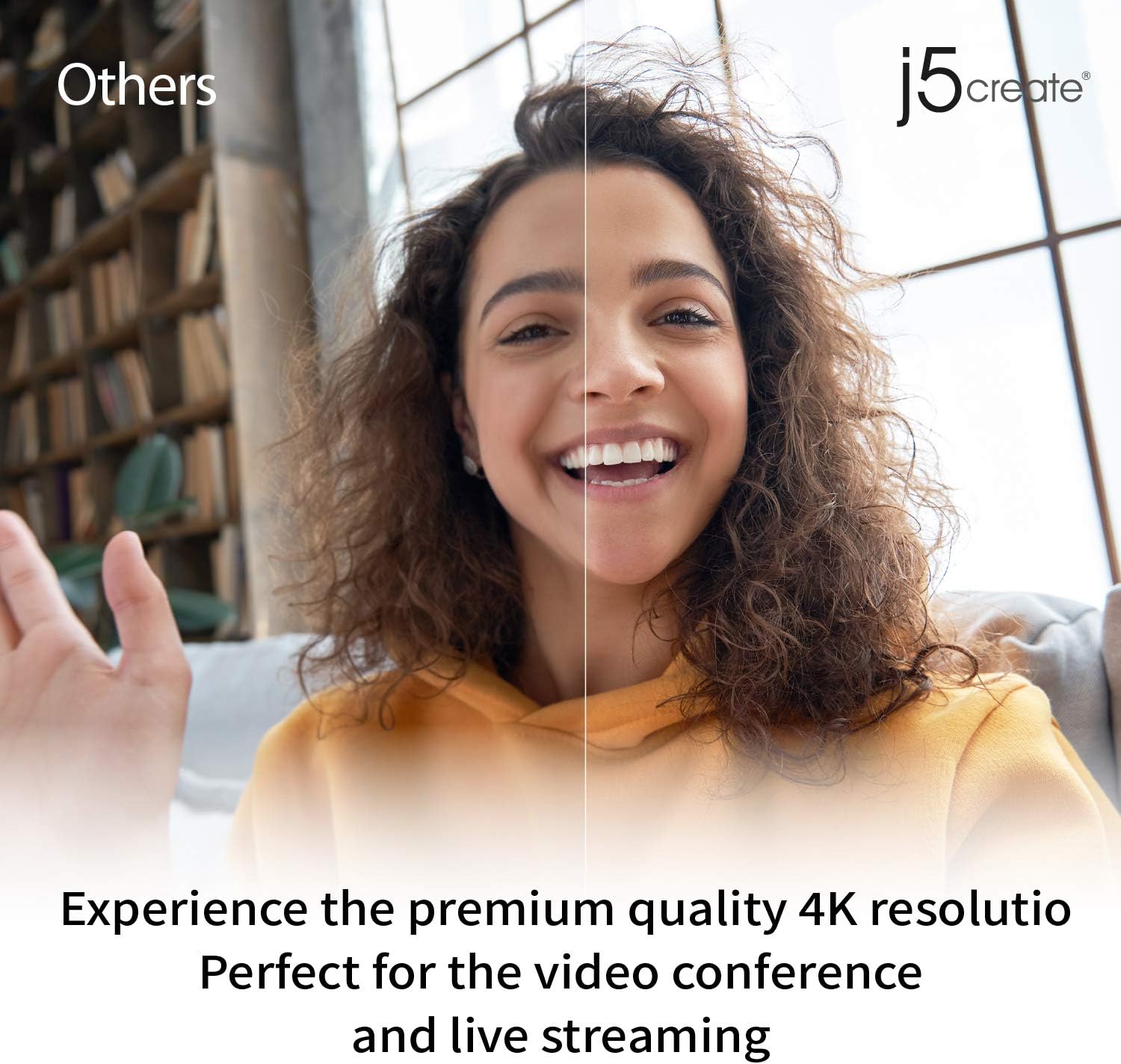 j5create 4K Ultra HD Webcam with 5X Digital Zoom, Privacy Cover, Low Light Enhancement, Dual High-Fidelity Microphones, Remote Control, USB-C | for Video Conferencing, Online Classes, Live Streaming