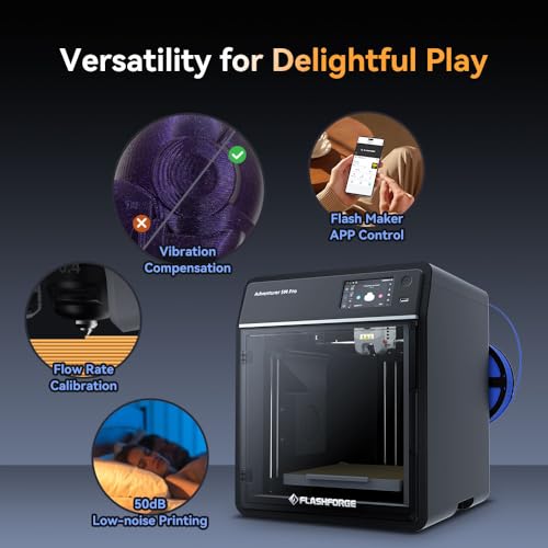 FLASHFORGE Adventurer 5M 3D Printer with Fully Auto Leveling System, Max 600mm/s High-Speed, 280℃ Quick-Detach Nozzle, CoreXY Structure for Superior Print Quality, Rookies & Experts Smart Choice