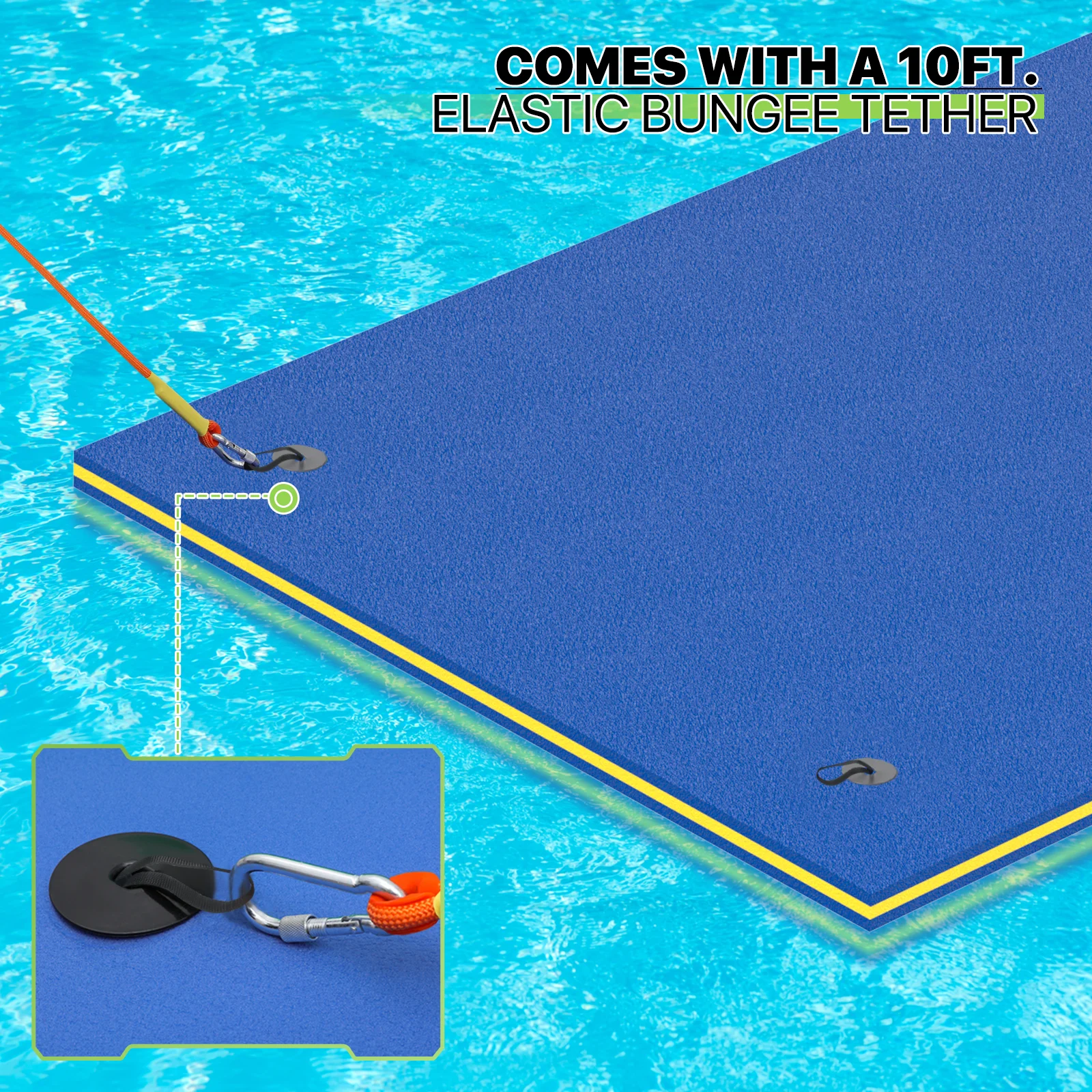 Magshion Water Floating Mat Foam Pad, 18x6FT Bouncy Tear-Resistant XPE Foam, Giant Lake Mat Lily Pad for Recreation Pool River Ocean Outdoor Water Activities, Blue - Curated Treasures Market