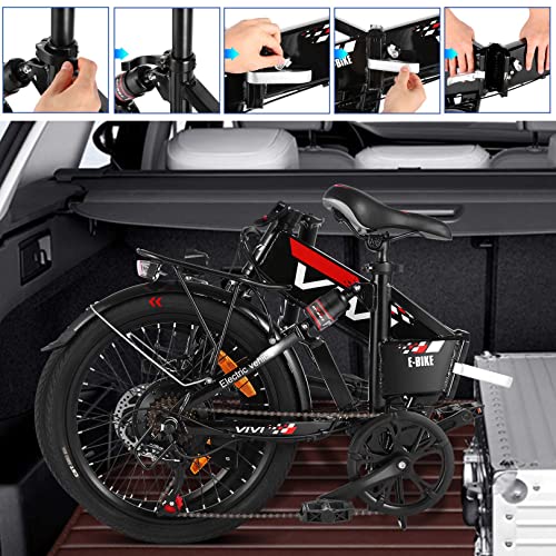 Vivi Electric Bike, 20" 500W Folding Electric Bike, 21.7MPH Adult Electric Bicycles with Removable 48V 374.4Wh Battery, Up to 50Miles Range, Cruise Control, Shock Absorber, UL 2849 Certification